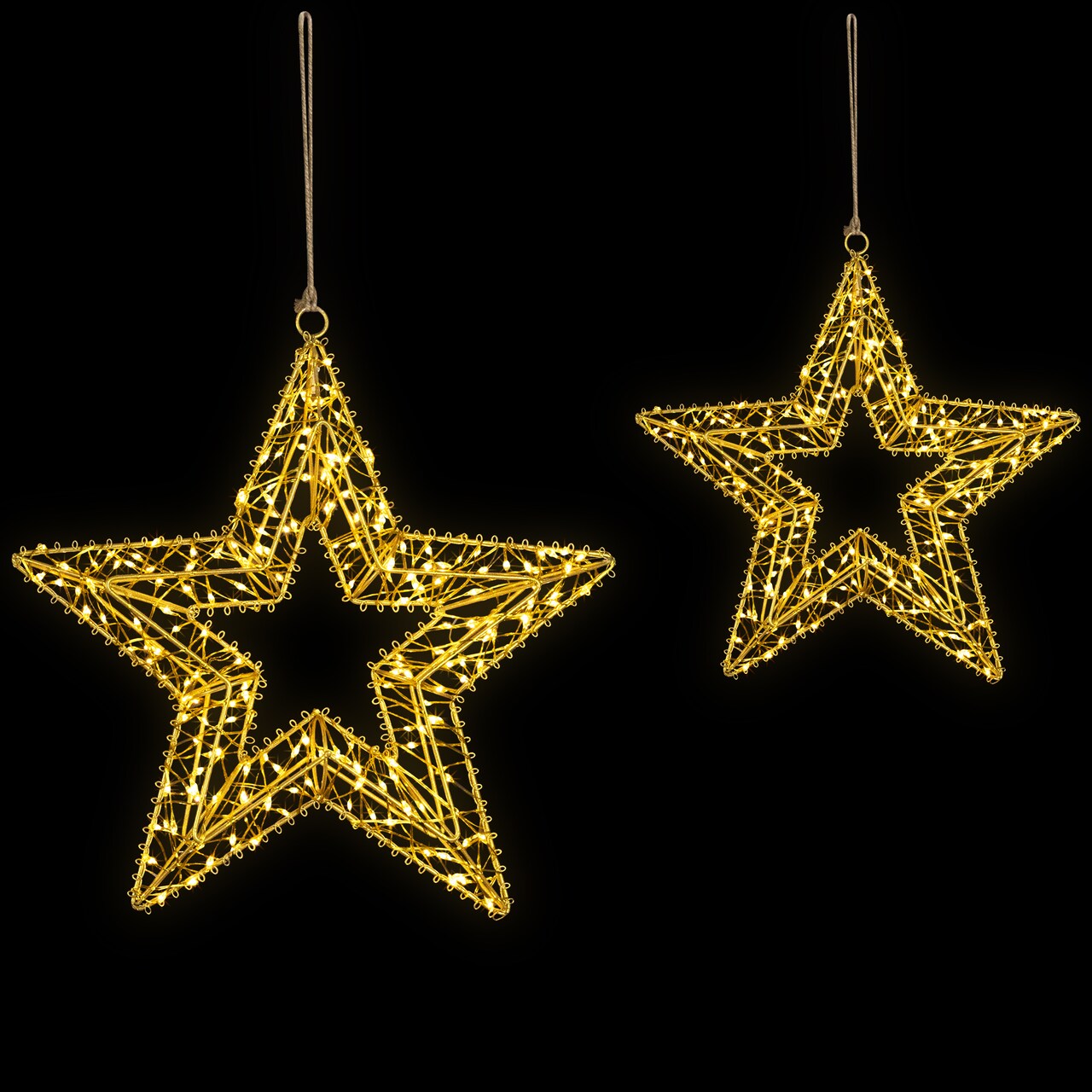 Northlight LED Lighted Wire Stars Outdoor Christmas Decorations - 18" - Gold - Set of 2